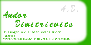 andor dimitrievits business card